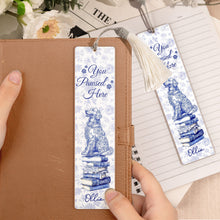Load image into Gallery viewer, Dog Mom Book Lover Toile De Jouy - Personalized Acrylic Bookmark And Keychain Set Acrylic Bookmark And Keychain Set HeartfulPaws