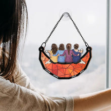 Load image into Gallery viewer, Besties Friends Sitting On The Moon - Personalized Window Hanging Suncatcher Ornament Window Hanging Suncatcher HeartfulPaws