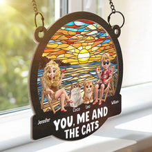 Load image into Gallery viewer, Beach You, Me And The Cats - Personalized Window Hanging Suncatcher Ornament Window Hanging Suncatcher HeartfulPaws