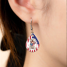 Load image into Gallery viewer, American Flag Dog Lovers - Personalized Acrylic Earrings Acrylic Earrings HeartfulPaws