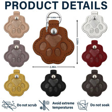 Load image into Gallery viewer, Custom Photo Dog Cat Pet Portrait - Personalized Paw Shaped Leather Keychain With Stitching Leather Keychain With Stitching HeartfulPaws