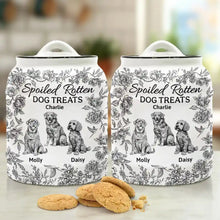 Load image into Gallery viewer, Spoiled Rotten Dog Treats Chinoiserie Toile Dog - Personalized Cookie Jar Cookie Jar HeartfulPaws