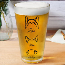 Load image into Gallery viewer, Dog Cat Sketch - Personalized Beer Glass Beer Glass HeartfulPaws