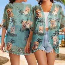 Load image into Gallery viewer, Custom Photo Tropical Palm Dog Cat - Personalized Women Kimono Cardigan Women Kimono Cardigan HeartfulPaws