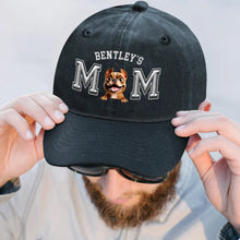 Load image into Gallery viewer, Dog Dad Dog Mom 3D Effect - Embroidery Text Effect Printed, Personalized Vintage Washed Denim Cap Vintage Washed Denim Cap HeartfulPaws