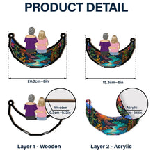 Load image into Gallery viewer, Grandma Mom And Children Sitting On The Moon - Personalized Window Hanging Suncatcher Ornament Window Hanging Suncatcher HeartfulPaws
