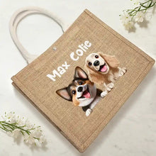 Load image into Gallery viewer, Dog Mom Cat Mom - Personalized Jute Beach Bag Jute Beach Bag HeartfulPaws