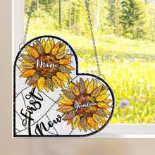 Load image into Gallery viewer, First Mom Now Grandma - Personalized Window Corner Suncatcher Window Corner Suncatcher HeartfulPaws