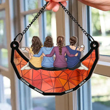 Load image into Gallery viewer, Besties Friends Sitting On The Moon - Personalized Window Hanging Suncatcher Ornament Window Hanging Suncatcher HeartfulPaws