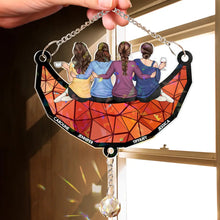 Load image into Gallery viewer, Besties Friends Sitting On The Moon - Personalized Rainbow Suncatcher With Crystal Ball Prism Rainbow Suncatcher & Crystal HeartfulPaws