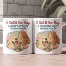 Load image into Gallery viewer, A Girl And Her Dog A Bond That Can't Be Broken Cartoon Style - Personalized Photo Mug Mug HeartfulPaws