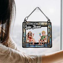 Load image into Gallery viewer, Welcome To Our Beach House - Personalized Window Hanging Suncatcher Ornament Window Hanging Suncatcher HeartfulPaws