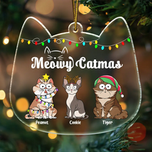Load image into Gallery viewer, Meowy Catmas Funny Cartoon Cats - Christmas Gift For Cat Lovers - Personalized Custom Shaped Acrylic Ornament Acrylic Ornament HeartfulPaws