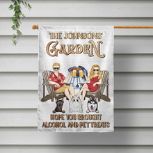 Load image into Gallery viewer, Couple Pool & Patio Bar Hope You Brought Alcohol & Dog Treats - Personalized Flag Flag HeartfulPaws