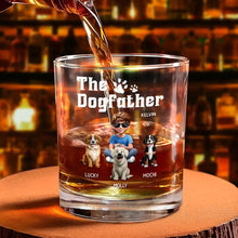 Load image into Gallery viewer, The Dogfather 3D Effect - Personalized Whiskey Glass Whiskey Glass HeartfulPaws
