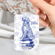 Load image into Gallery viewer, Dog Mom Book Lover Toile De Jouy - Personalized Acrylic Bookmark And Keychain Set Acrylic Bookmark And Keychain Set HeartfulPaws
