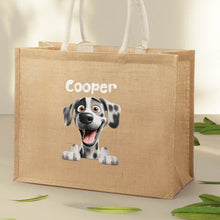 Load image into Gallery viewer, Dog Mom Cat Mom - Personalized Jute Beach Bag Jute Beach Bag HeartfulPaws