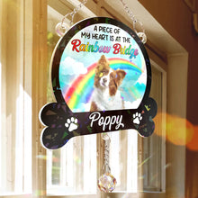 Load image into Gallery viewer, Custom Photo A Piece Of My Heart Is At The Rainbow Bridge - Personalized Rainbow Suncatcher With Crystal Ball Prism Rainbow Suncatcher & Crystal HeartfulPaws