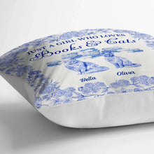 Load image into Gallery viewer, Just A Girl Who Loves Books & Pets Toile De Jouy Pattern - Personalized Pillow Pillow HeartfulPaws