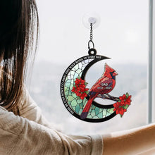 Load image into Gallery viewer, Memorial Cardinal Stained Glass Moon - Personalized Window Hanging Suncatcher Ornament Window Hanging Suncatcher HeartfulPaws