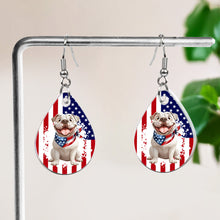 Load image into Gallery viewer, American Flag Dog Lovers - Personalized Acrylic Earrings Acrylic Earrings HeartfulPaws
