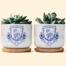 Load image into Gallery viewer, Never Forgotten Cat Toile De Jouy Style - Personalized Ceramic Plant Pot Ceramic Plant Pot HeartfulPaws