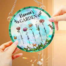 Load image into Gallery viewer, Birth Flower Grandma's Garden - Personalized Rainbow Suncatcher With Crystal Ball Prism Rainbow Suncatcher & Crystal HeartfulPaws