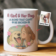 Load image into Gallery viewer, A Girl And Her Dog A Bond That Can't Be Broken Cartoon Style - Personalized Photo Mug Mug HeartfulPaws