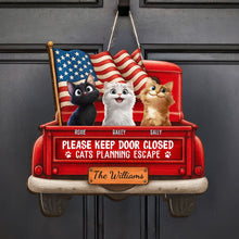 Load image into Gallery viewer, Cats Planning Escape - New Style - Personalized Wood Sign Custom Shaped Wood Sign HeartfulPaws