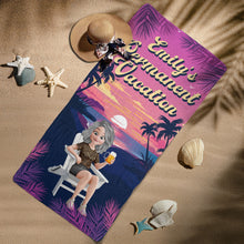 Load image into Gallery viewer, Retirement Permanent Vacation Retro Summer - Personalized Quick-Dry Beach Towel Quick-Dry Beach Towel HeartfulPaws