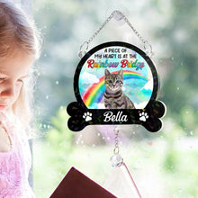 Load image into Gallery viewer, Custom Photo A Piece Of My Heart Is At The Rainbow Bridge - Personalized Rainbow Suncatcher With Crystal Ball Prism Rainbow Suncatcher & Crystal HeartfulPaws
