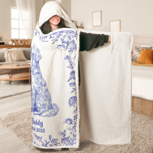 Load image into Gallery viewer, Toile De Jouy Dog Memorial Gift For Dog Mom - Personalized Wearable Blanket Hoodie Wearable Hooded Blanket HeartfulPaws