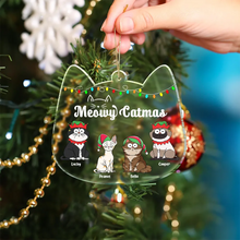 Load image into Gallery viewer, Meowy Catmas Funny Cartoon Cats - Christmas Gift For Cat Lovers - Personalized Custom Shaped Acrylic Ornament Acrylic Ornament HeartfulPaws