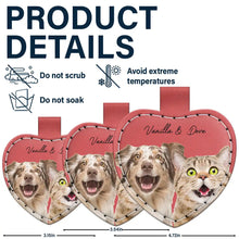 Load image into Gallery viewer, Custom Photo Dog Cat Pet Portrait - Personalized Custom Shaped Leather Keychain With Stitching Leather Keychain With Stitching HeartfulPaws