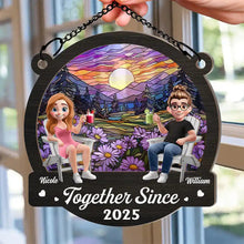 Load image into Gallery viewer, Couple You And Me We Got This Beach Lake Campsite View - Personalized Window Hanging Suncatcher Ornament Window Hanging Suncatcher HeartfulPaws