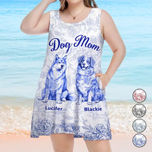 Load image into Gallery viewer, Dog Mom Toile De Jouy Style - Personalized Sleeveless Tank Dress Sleeveless Tank Dress HeartfulPaws