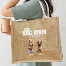 Load image into Gallery viewer, Dog Mom A Girl And Her Dog - Personalized Jute Beach Bag Jute Beach Bag HeartfulPaws