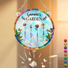 Load image into Gallery viewer, Birth Flower Grandma's Garden - Personalized Rainbow Suncatcher With Crystal Ball Prism Rainbow Suncatcher & Crystal HeartfulPaws