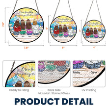 Load image into Gallery viewer, True Friendship Is A Journey Without An End - Personalized Stained Glass Window Hanging Suncatcher Stained Glass Window Hanging Suncatcher HeartfulPaws
