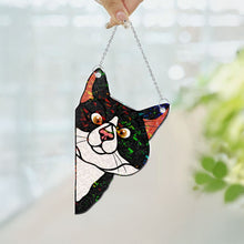 Load image into Gallery viewer, Peeking Cat - Personalized Window Corner Suncatcher Window Corner Suncatcher HeartfulPaws