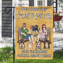 Load image into Gallery viewer, Couple Pool & Patio Bar Hope You Brought Alcohol & Dog Treats - Personalized Flag Flag HeartfulPaws