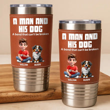 Load image into Gallery viewer, A Bond That Can't Be Broken Dog Mom Dog Dad - Personalized Leather Tumbler Leather Tumbler HeartfulPaws