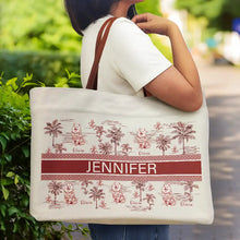 Load image into Gallery viewer, Dog Mom Dog Lovers Toile De Joey Pattern - Personalized Leather Handle Tote Bag Leather Handle Tote Bag HeartfulPaws