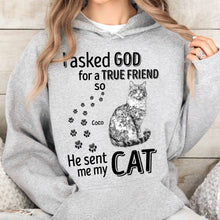 Load image into Gallery viewer, I Asked God For A True Friend Cat Toile De Jouy Style - Personalized Shirt Shirt HeartfulPaws
