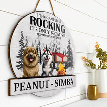 Load image into Gallery viewer, Camping I Tripped Over The Dog - Personalized Custom Shaped Wood Sign Wood Shaped Sign HeartfulPaws