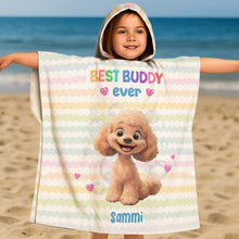Load image into Gallery viewer, Best Buddy Ever - Personalized Kids Hooded Towel Kids Hooded Towel HeartfulPaws
