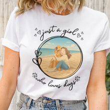 Load image into Gallery viewer, Just A Girl Who Loves Dogs Cartoon Version - Personalized Photo Shirt Shirt HeartfulPaws