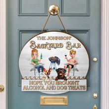 Load image into Gallery viewer, Couple 3D Effect Pool & Patio Bar Hope You Brought Alcohol - Personalized Custom Shaped Wood Sign Wood Shaped Sign HeartfulPaws