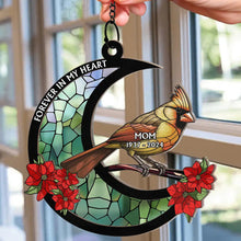 Load image into Gallery viewer, Memorial Cardinal Stained Glass Moon - Personalized Window Hanging Suncatcher Ornament Window Hanging Suncatcher HeartfulPaws
