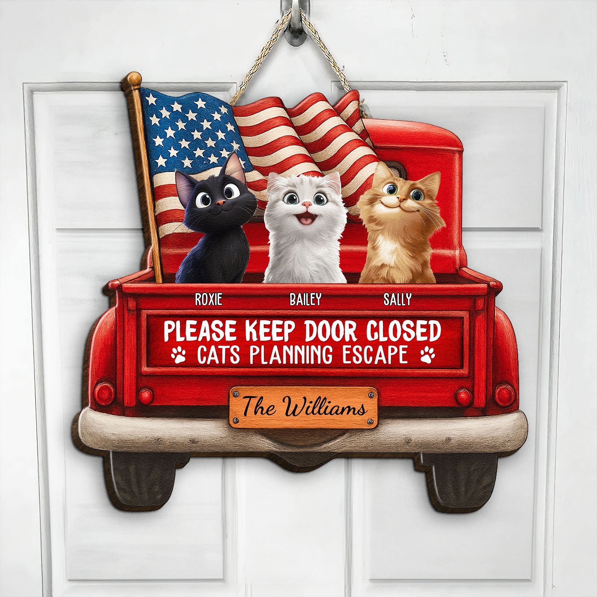 Cats Planning Escape - New Style - Personalized Wood Sign Custom Shaped Wood Sign HeartfulPaws